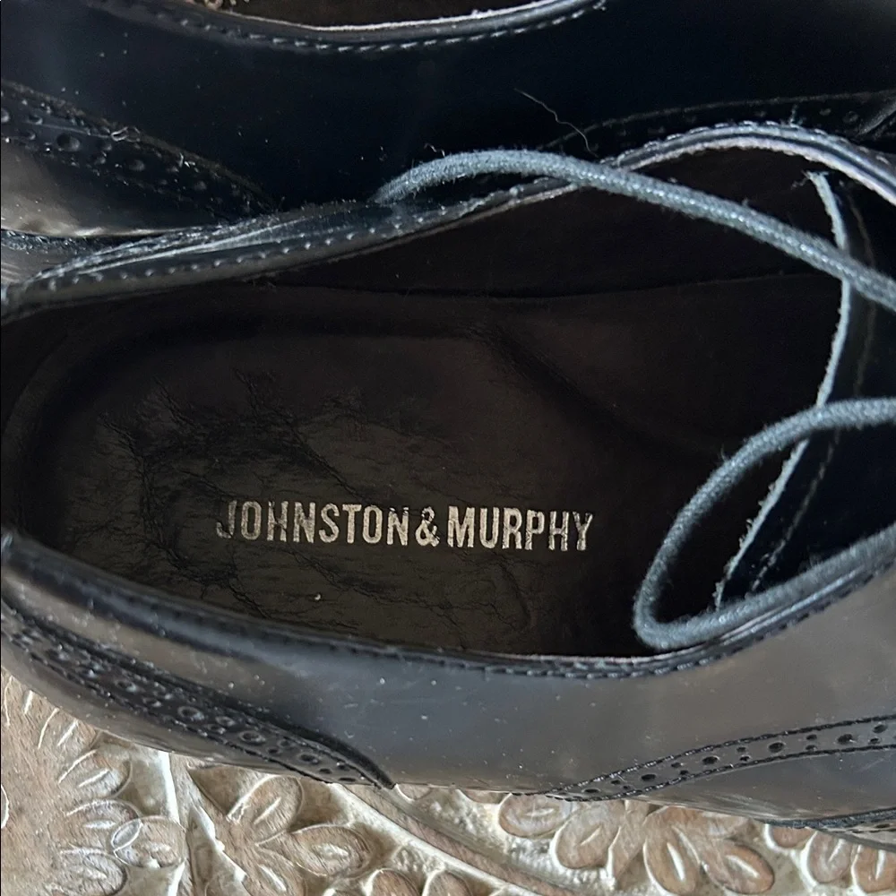 Johnston & Murphy Men’s Classic Wingtips Black Leather Oxfords Size 12M